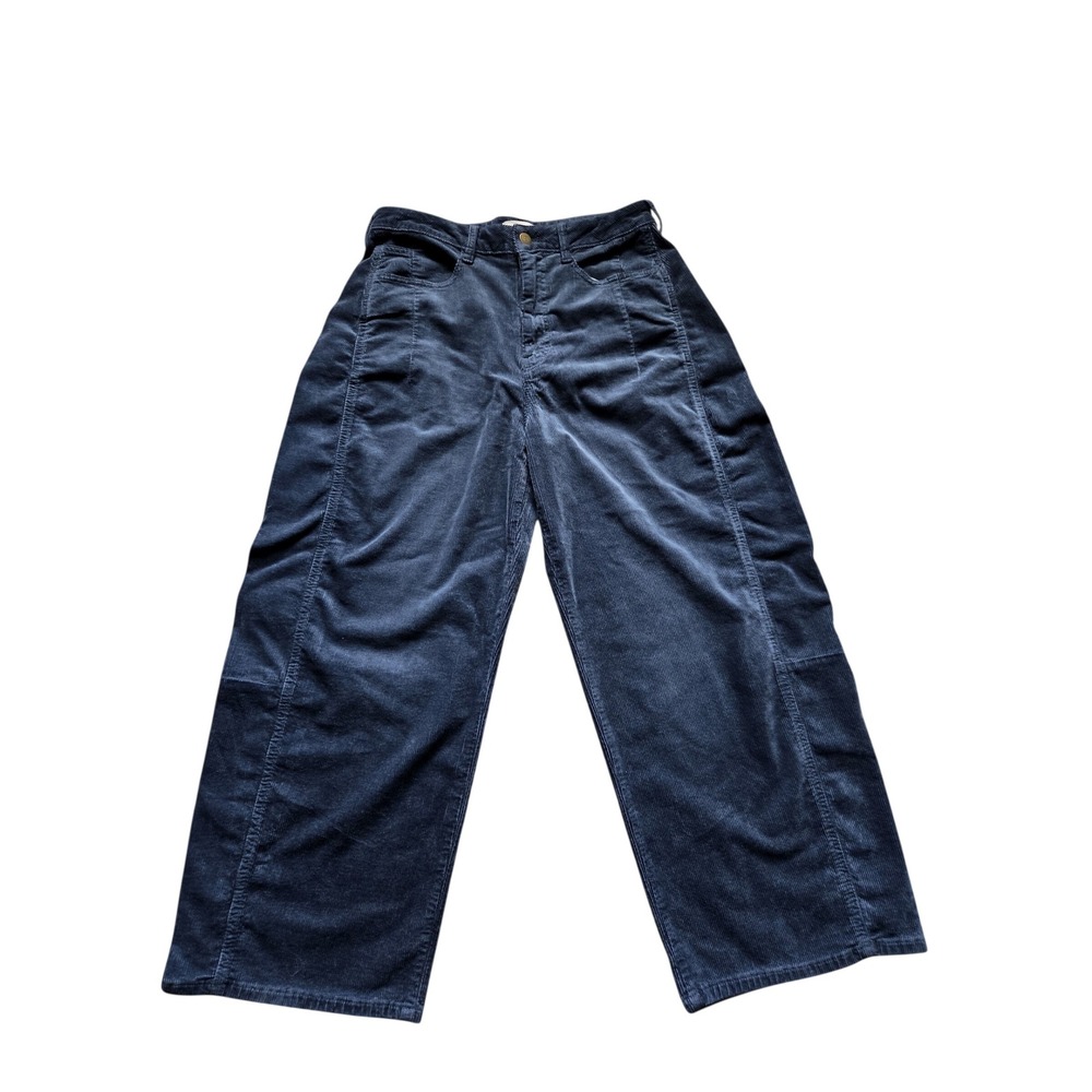 Pilcro Kenna Heritage Barrel Corduroy Pants Navy Blue Mid Rise Size 28